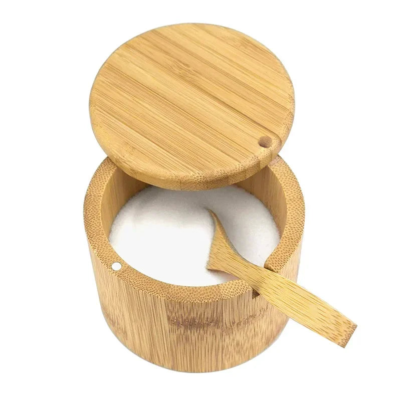 Wooden Round Salt Box