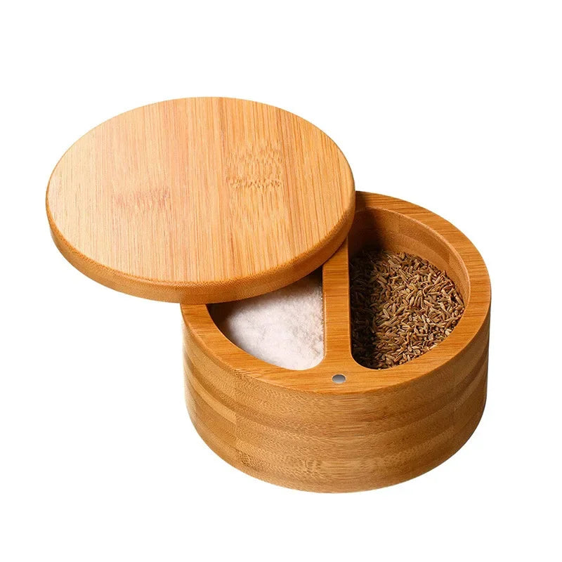 Wooden Round Salt Box